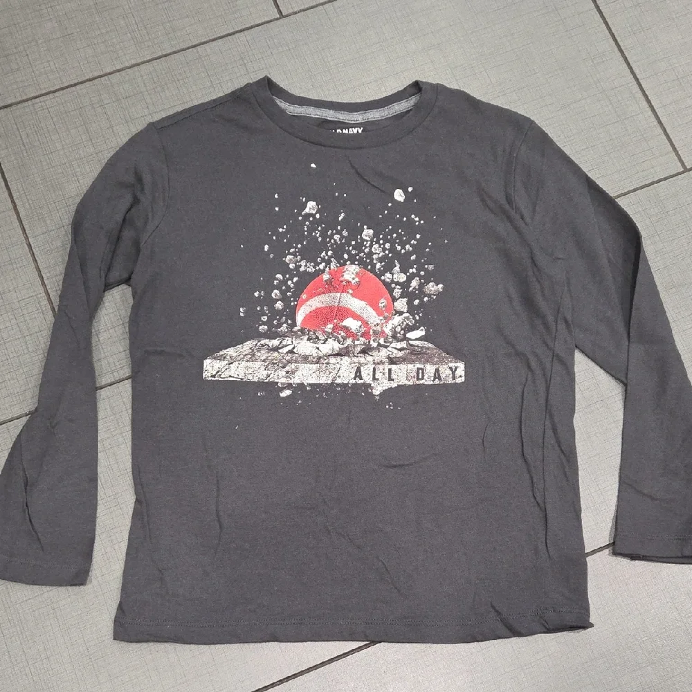 Old Navy Charcoal Long Sleeve Tee with Football Graphic